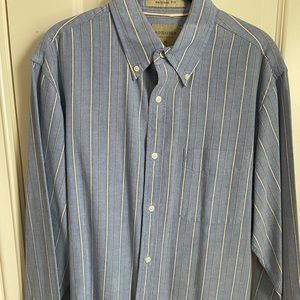 Men’s M blue/yellow stripe button-down shirt